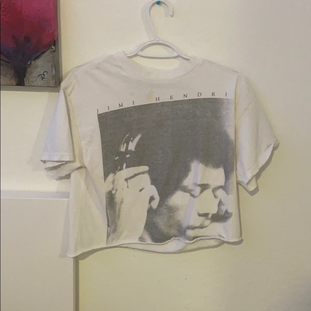 Jimi Hendrix white cropped t shirt